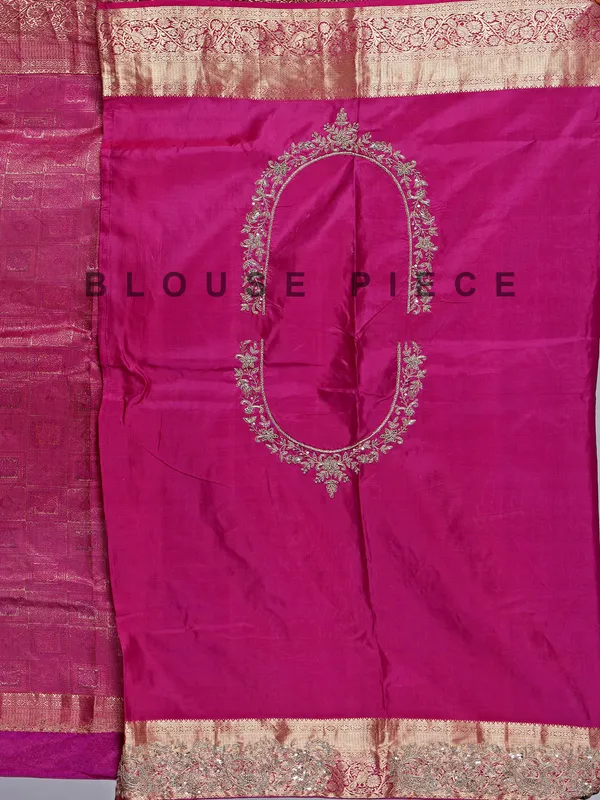 Rani pink heavy tissue silk saree for wedding