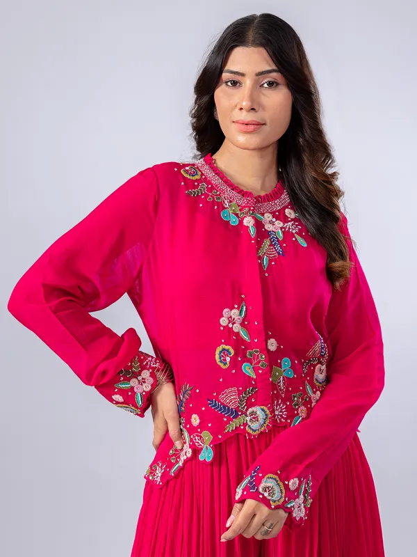 Rani pink jacket style palazzo suit