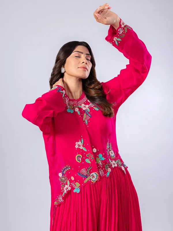 Rani pink jacket style palazzo suit