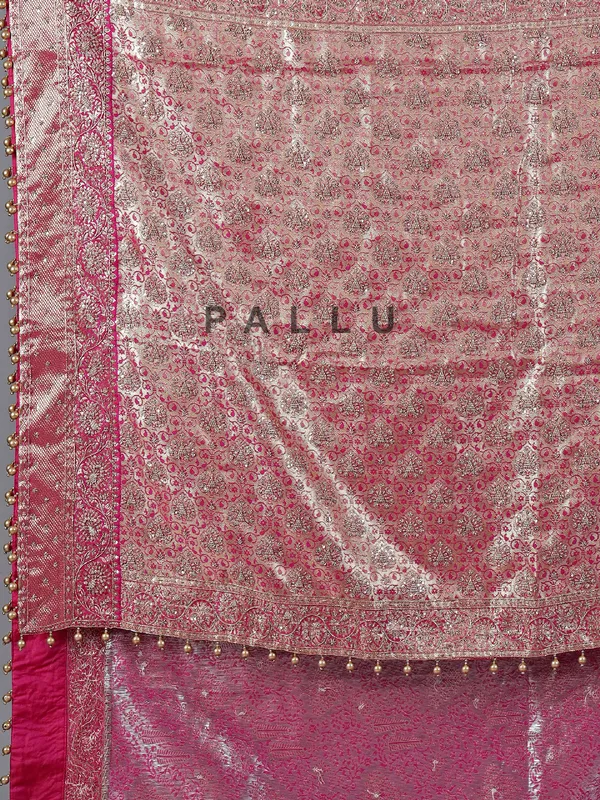 Rani pink kanjivaram silk saree for wedding wear