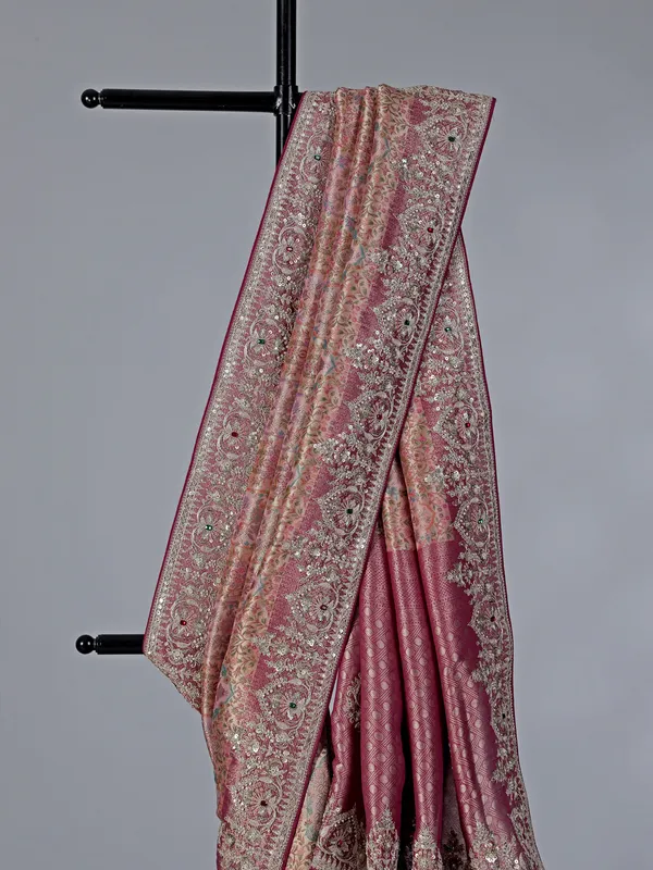 Rani pink kanjivaram silk wedding saree