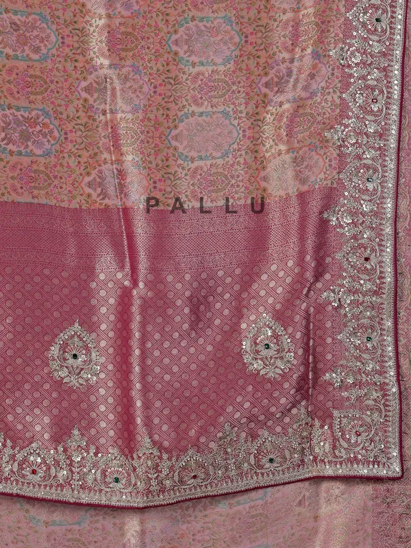 Rani pink kanjivaram silk wedding saree