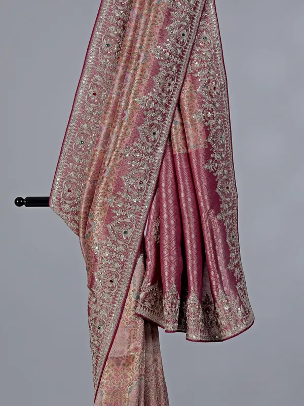 Rani pink kanjivaram silk wedding saree
