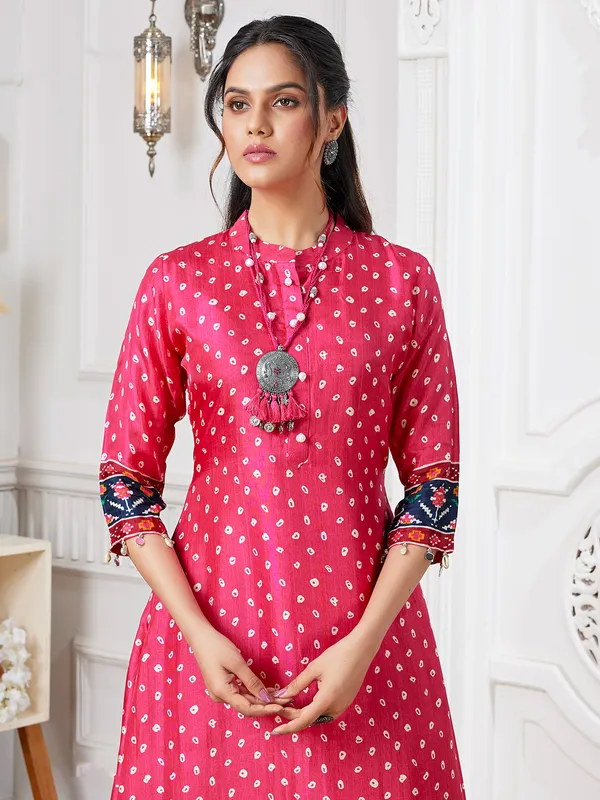 Rani pink kurti russian silk set