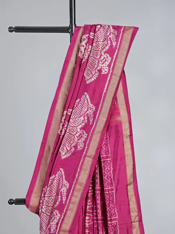 Rani pink patola silk saree for wedding wear