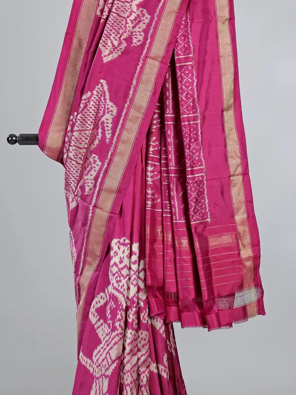 Rani pink patola silk saree for wedding wear
