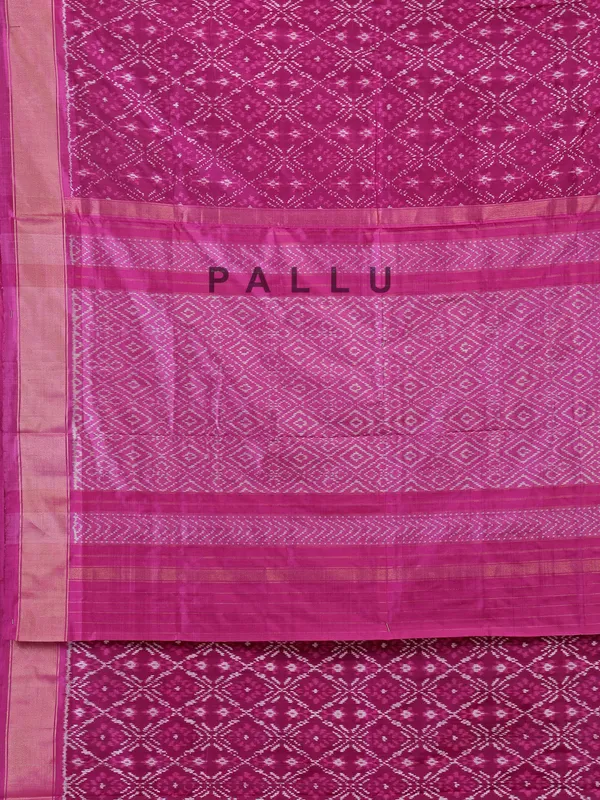 Rani pink patola silk saree with vibrant prints