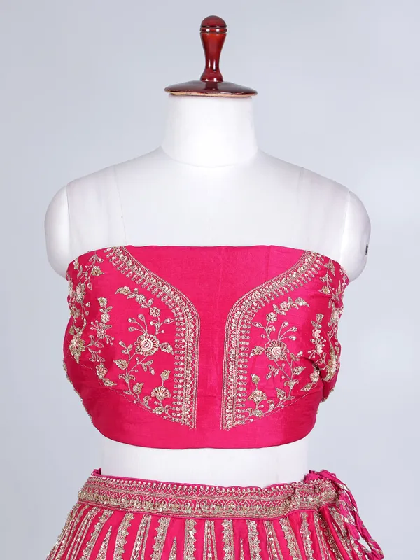 Rani pink raw silk bridal lehenga choli