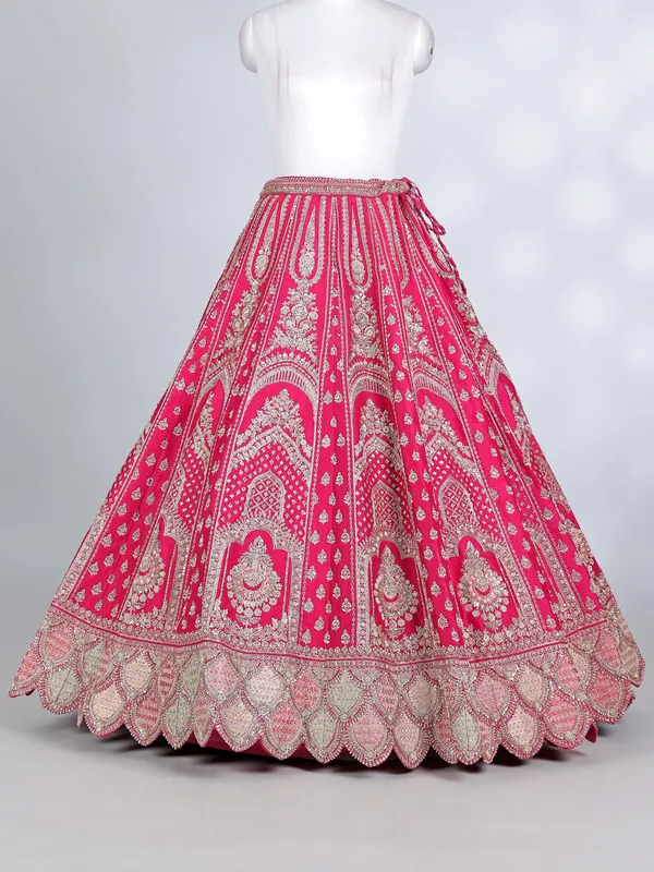 Rani pink raw silk bridal lehenga choli