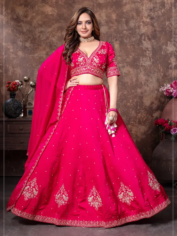 Rani pink silk lehenga choli for women