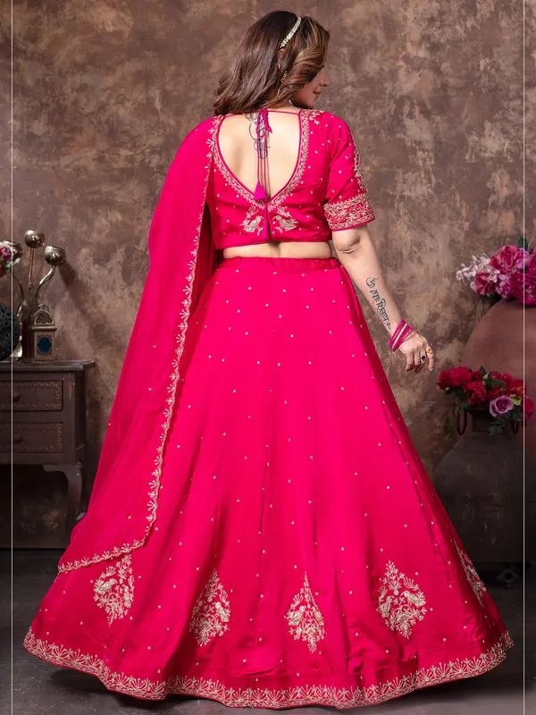 Rani pink silk lehenga choli for women