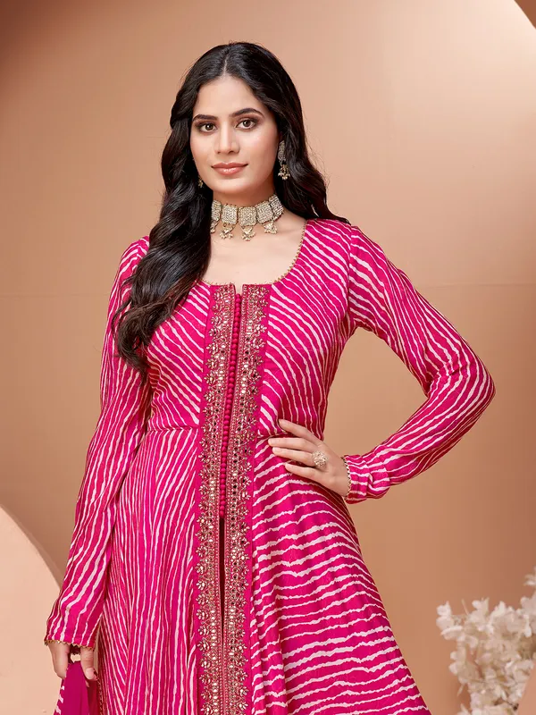Rani pink silk palazzo suit with sequin sparkle for wedding
