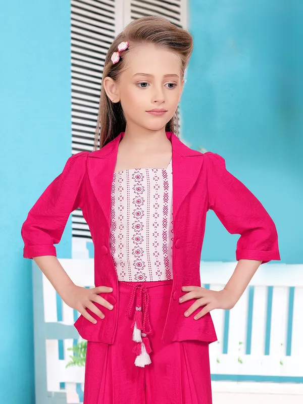 Rani pink silk printed palazzo suit