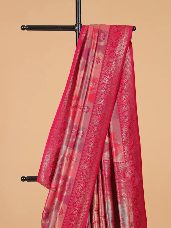 Rani pink silk saree for festive