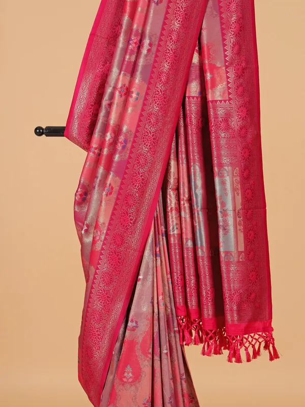 Rani pink silk saree for festive
