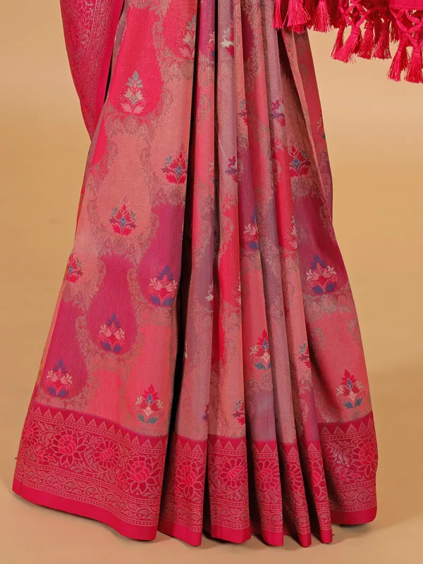 Rani pink silk saree for festive