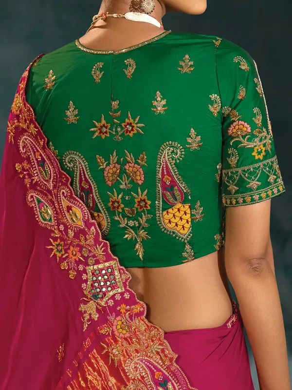 Rani pink silk saree for wedding