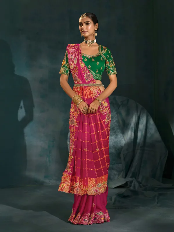 Rani pink silk saree for wedding