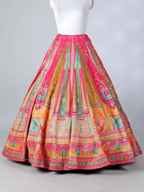 Rani pink silk sweetheart lehenga choli with dupatta