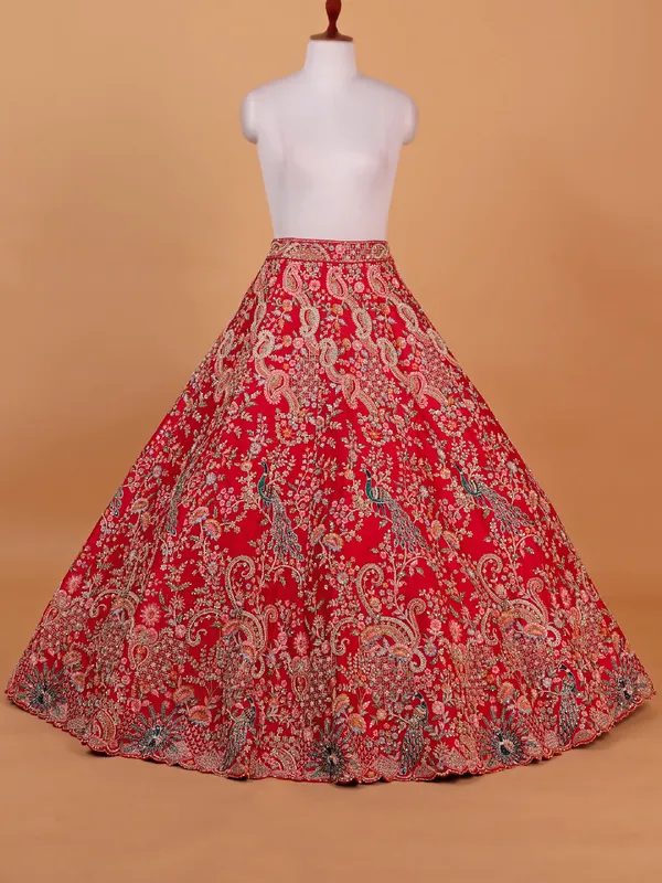 Rani pink silk wedding style lehenga choli