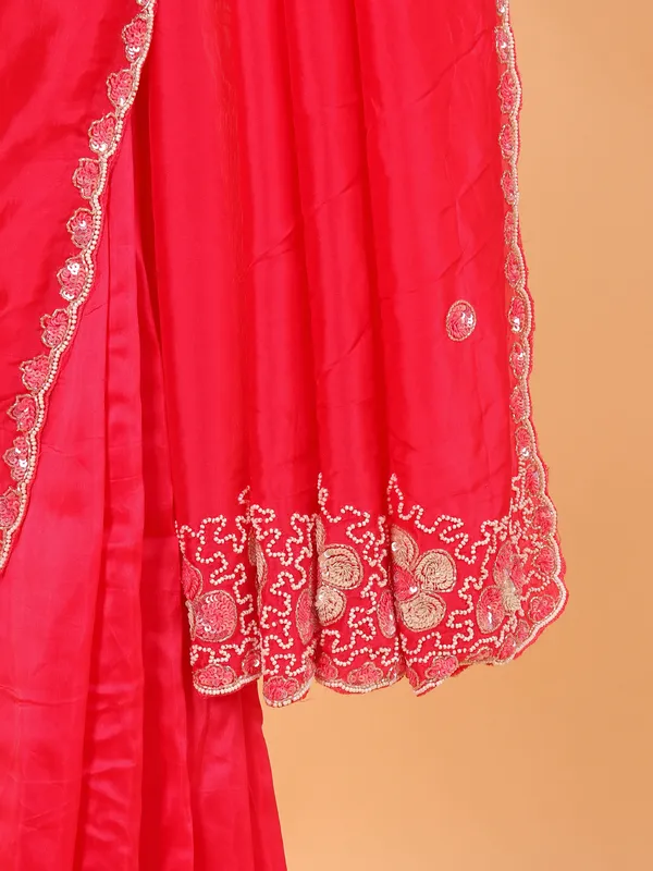 Rani pink tissue silk saree for wedding