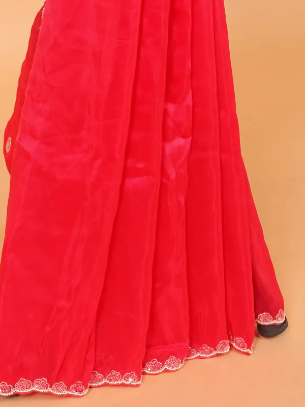 Rani pink tissue silk saree for wedding