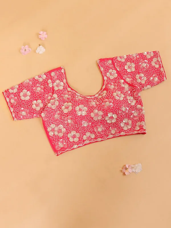 Rani pink tissue silk saree for wedding