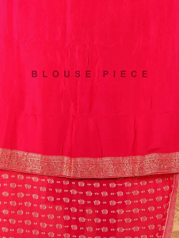 Rani pink zari worked wedding saree in dola silk