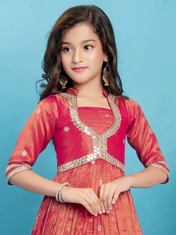 Rani silk anarkali with festive glow