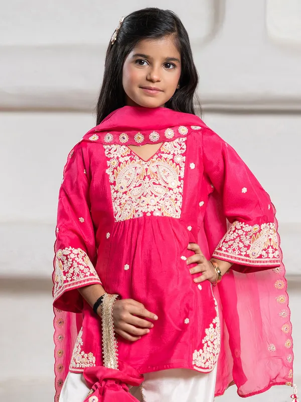 Rani silk dhoti suit with beautiful dupatta