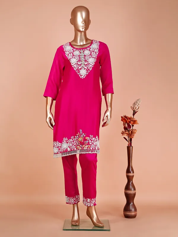 Rani silk embroidery salwar suit