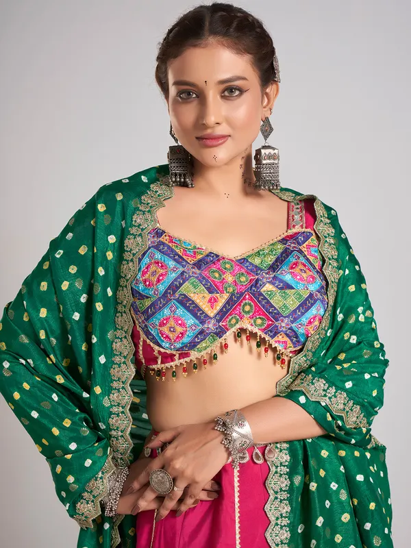 Rani silk navratri wear chaniya choli ensemble