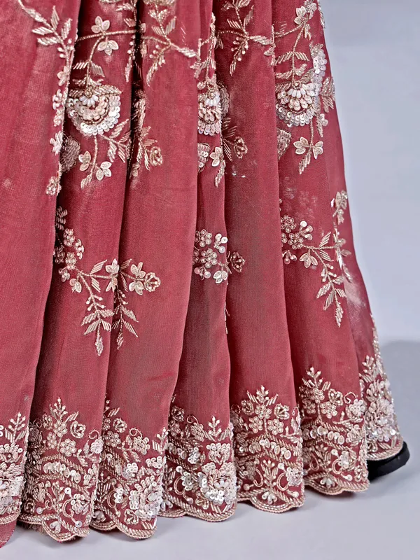 Rani silk saree with zardosi for party glam