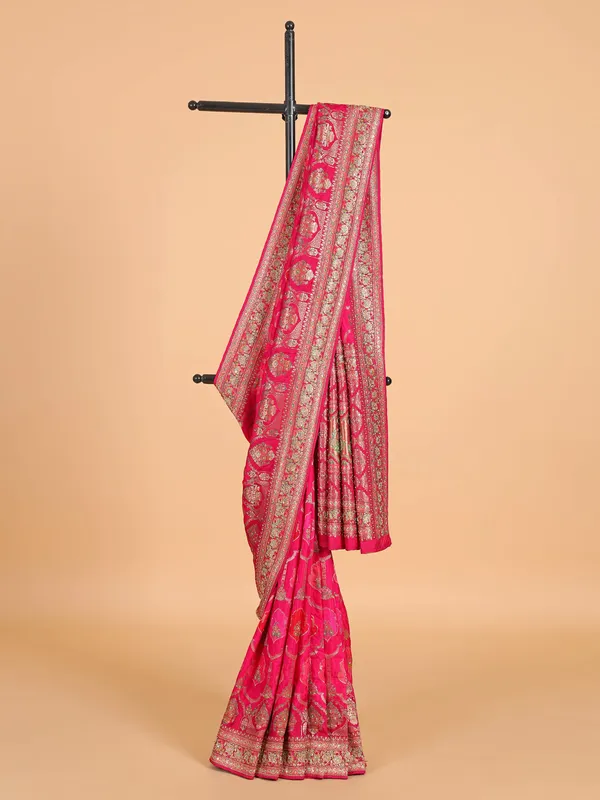 Rani silk saree with zari weaving