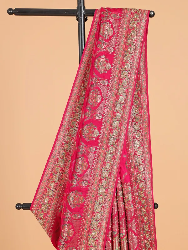 Rani silk saree with zari weaving