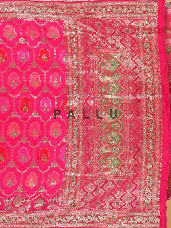 Rani silk saree with zari weaving