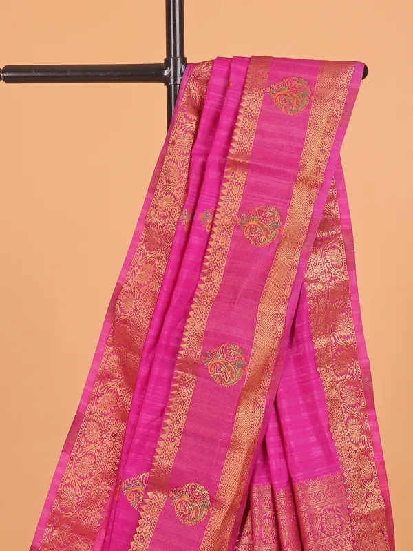 Rani silk zari weaving saree for women