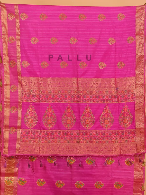 Rani silk zari weaving saree for women