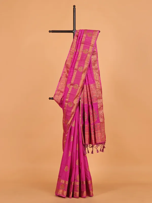 Rani silk zari weaving saree for women