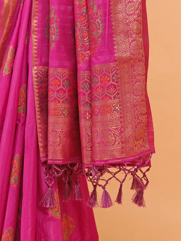 Rani silk zari weaving saree for women
