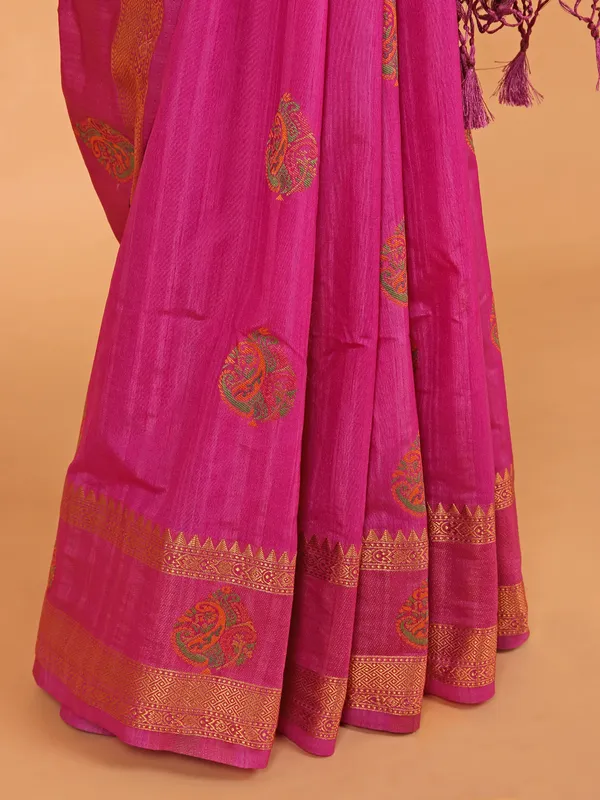 Rani silk zari weaving saree for women