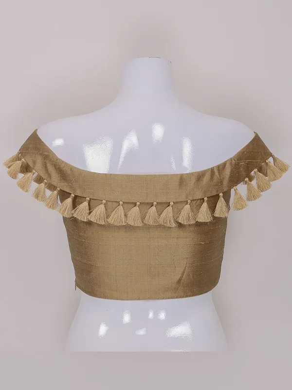Raw silk gold color ready made blouse