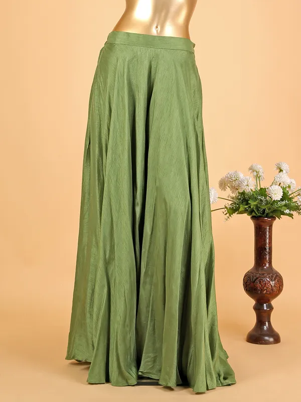 Raw silk green designer palazzo suit
