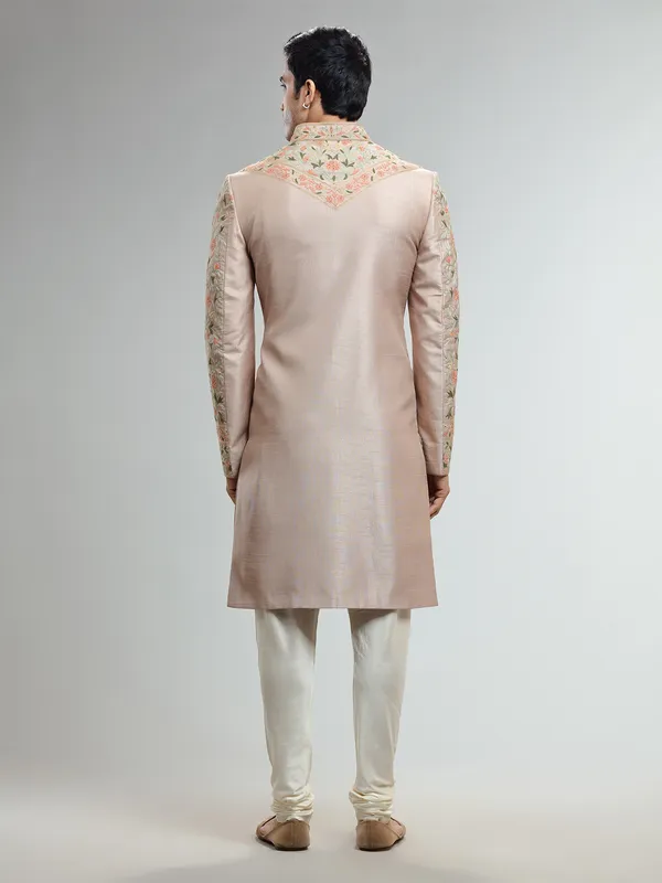 Raw silk mauve pink indowestern