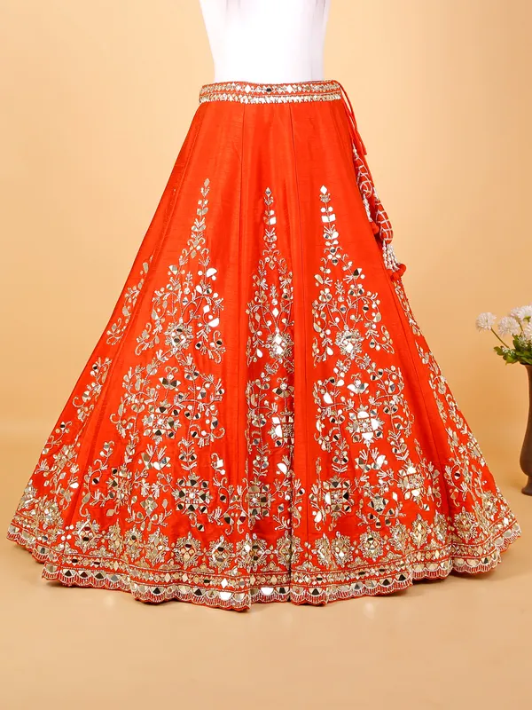 Raw silk orange lehenga choli