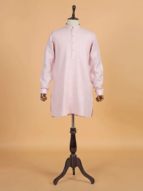 Raw silk pink waistcoat set for man