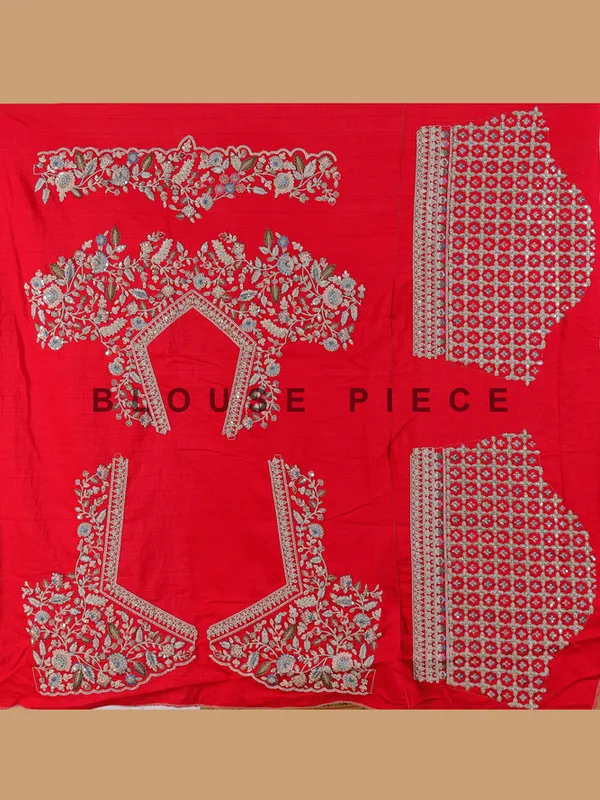 Raw silk red bridal style lehenga choli
