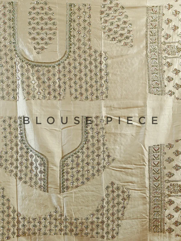 Raw silk unstitched lehenga choli in cream