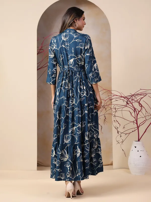Rayon cotton dark blue long kurti