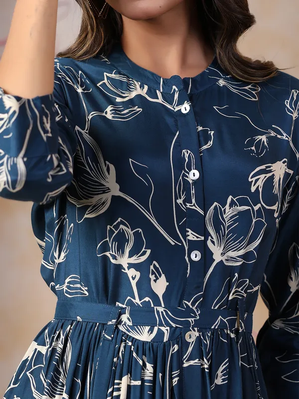 Rayon cotton dark blue long kurti
